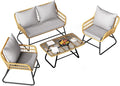 DWVO Outdoor Conversation Set 4 Piece, Outdoor Wicker Bistro Set by DWVO