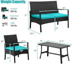 Tangkula 8 Pieces Rattan Conversation Set, Patio Sofa Couch Set - Image 3