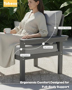 HDPE 3 Piece Patio Furniture Set, All-Weather Outdoor Couch Bistro Set - Image 3