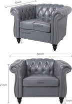 LEVNARY Leather Upholstered Armchair, Mid-Century Modern Single Sofa Chair - Image 2