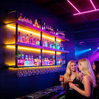 Wall Mounted Wine Rack with LED Lights, 4-Tier Industrial Wood Floating Shelves - Image 7