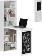 HOMCOM Foldable Convertible Writing Table, Wall Mounted Space-Saving Computer by HOMCOM