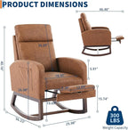 Rocking Chair Nursery with Foot Rest, Modern PU Upholstered Reading Glider - Image 2