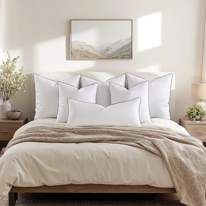 MIULEE Goose Feather Down 22x22 Pillow Insert Set of 2 - Image 7