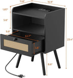SUPERJARE Nightstands with Charging Station, Bedside Table Set of 2 with PE - Image 3
