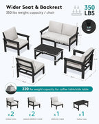 SERWALL HDPE Patio Conversation Set, 6-piece Sectional Outdoor Furniture Set - Image 2