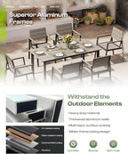 Outdoor Dining Set for 6, Aluminum Patio Table and Chairs Set - Image 4
