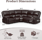 Yolsali Home Theater Seating Reclining Sectional Sofa, 5 Seats Soft Leather - Image 2