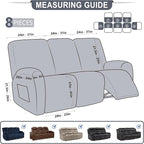 ANARACHON Leather Look Recliner Couch Cover, 8-Pieces Stretch Recliner Sofa - Image 2