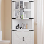 GarveeHome Tall Corner Cabinet, Farmhouse Corner Storage Cabinet - Image 4