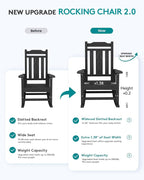 SERWALL Black Outdoor Rocking Chair Set of 2, All Weather Patio Rocking Chair - Image 4