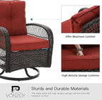 3 Pieces Patio Furniture Set, Outdoor Swivel Glider Rocker, Wicker Patio Bistro - Image 5