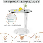 Hooseng Glass Round Coffee Table End Table, 22-Inch Modern Tempered Transparent - Image 8