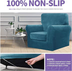 ZNSAYOTX Luxury Velvet Sofa Cover 3 Piece Stretch Loveseat Covers - Image 5