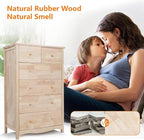 VINGLI Unfinished Natural Solid Wood 6 Drawer Dresser - Image 4