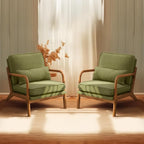 Bonnlo Dark Green Linen Accent Chairs Set of 2, Upholstered Mid Century Modern by Bonnlo