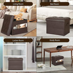 BelugaHelper Storage Ottoman Foot Rest Stool, Foldable Leather Footstool - Image 5