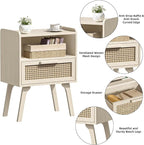 Lerliuo Rattan Nightstands Set of 2, Side Table - Image 8