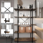 5 Tiers Bookshelf Organizer Industrial Shelf, Modern Open Display Storage - Image 6