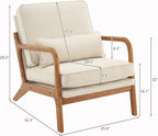 Bonnlo Fine Beige Accent Chairs Set of 2, Upholstered Mid Century Modern Lounge - Image 2