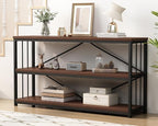 LVB Wood Console Entryway Table, Metal Wooden 3 Tier Sofa Table by LVB