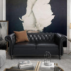 Chesterfield Loveseat Sofa, Modern Leather Small Sofa Couch 2 Seater by RUSTYER
