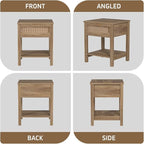 Rattan Nightstand Set of 2, Natural Style Night Stand - Image 7