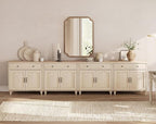 WAMPAT Buffet Cabinet with 8 Doors and 4 Drawers, Large Coffee Bar Table Wood by WAMPAT