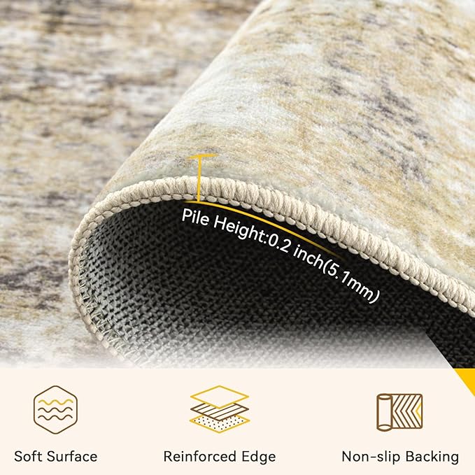 RELEANY Washable Area Rugs 4'x6' Non-Slip Modern Abstract Soft - Image 5