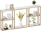 WOHOMO Gold Console Table, 3-Tier Small Entryway Table by WOHOMO