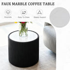 Round Marble Coffee Table Set of 2, 2 Piece White Coffee Table and End Table Set - Image 6