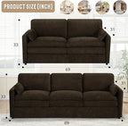 Comfy Chenille Sofa Set with Well-Filled Pillows, Modern 3 Seater and Loveseat - Image 3