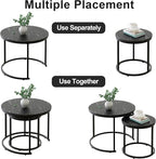 aboxoo Round Nesting Coffee Table Side Set of 2 End Tables - Image 7