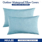 MIULEE Pack of 2 Decorative Outdoor Solid Waterproof Throw Pillow Covers Faux - Image 6