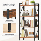 HOOBRO Bookshelf, 4-Tier Industrial Bookcase, Book Shelf Storage Organizer - Image 6
