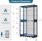 Large Display Cabinet with Glass Doors, 8-Tier RGB Curio Cabinet with Smart - Image 2