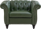 Mid-Century 2 Seater Sofa, Faux Leather Loveseat - Image 6