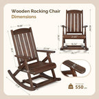 VINGLI Wooden Porch Rocking Chair, Heavy Duty Outdoor Rocking Chair - Image 6