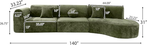 140'' Curved Sectional Sofa Sponge Couch - Image 2