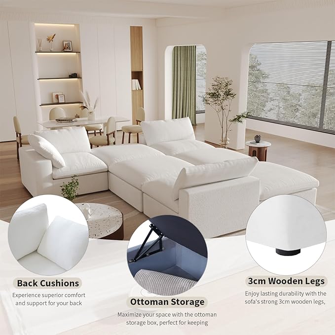Cloud Modular Sectional Sofa Couch, 80.3" Convertible Couches Loveseat - Image 4