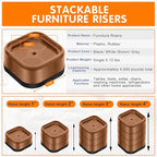 Furniture Risers Adjustable Bed Risers Heavy Duty Lifts Height 2", Square - Image 2