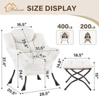 Welnow Lazy Chair with Ottoman, Modern Reading Accent Chair with Armrests and a - Image 3