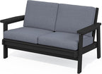 SERWALL HDPE Outdoor Patio Loveseat, All Weather Wood-Like Outdoor Sofa HDPE by SERWALL