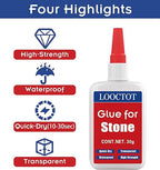 LOOCTOT 30g Stone Glue, Marble Glue, Super Instant Glue Bonding Between Stones - Image 4