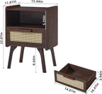 Lerliuo Rattan Nightstands Set of 2, Bedside Table - Image 3