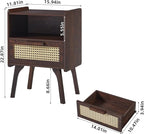 Lerliuo Rattan Nightstand, Bedside Table - Image 3