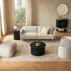 mopio Quin Pedestal Side Table, Tambour Round Fluted End Table, Small Accent - Image 4