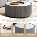 Round Marble Coffee Table Set of 2, 2 Piece White Coffee Table and End Table Set - Image 5