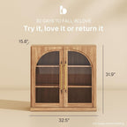 BELLEZE 3 Tier Bookshelf with Arched Glass Door, Modern Display Bookcase Shelf - Image 2