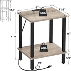 TUTOTAK End Table with Charging Station, Small Side Table, Nightstand Bedside - Image 3